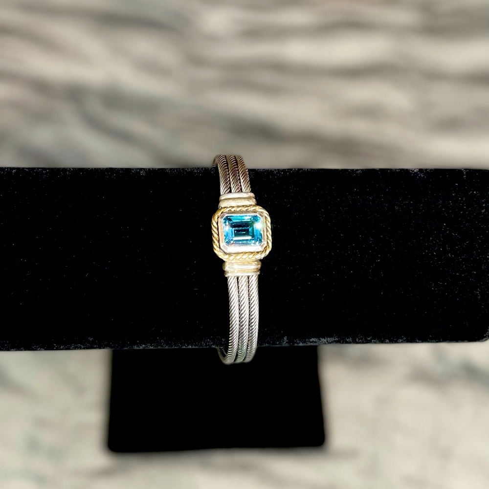 BRILLIANT BLUE TOPEZ BRACELET 925 STERLING SILVER DAVID YURMAN LOOK ALIKE